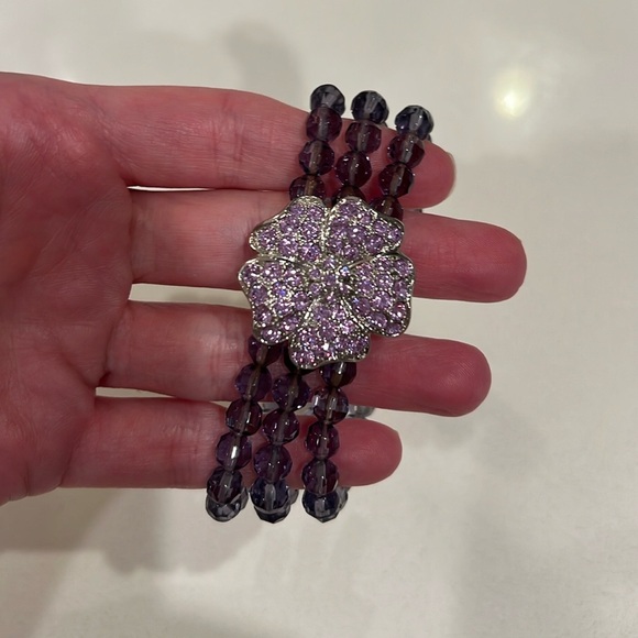 GORGEOUS and RARE! NWT Vintage “MONET” Purple Crystal and Beaded Bracelet!! - Picture 5 of 8